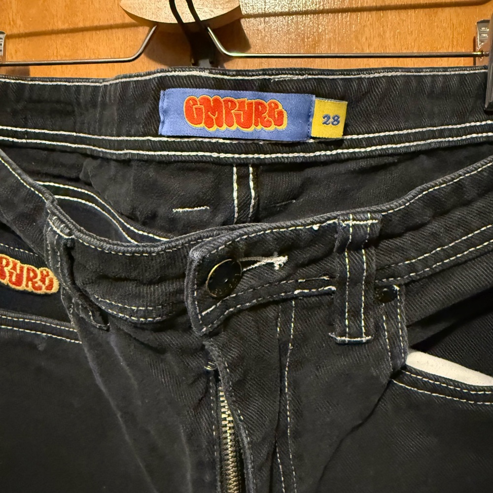 Gypurs Black Jeans with White Stitching